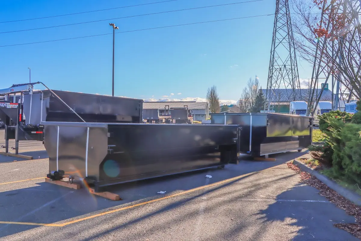 Roll-off dumpster ready for waste disposal at job site for 2 Yard Dumpster Rental in West Rockhill